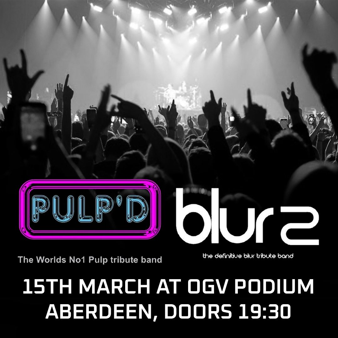On Friday the 15th of March, the 2 very best tributes to Blur and Pulp will be sharing the stage in Aberdeen for a night packed with your favourite Britpop hits🤘

More information and tickets: skiddle.com/whats-on/Aberd… 🔗

#blur #pulp #aberdeenevents #britpop #aberdeen