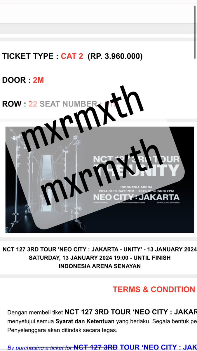 mxrmuth's tweet photo. WTS TIKET NCT 127  3RD TOUR THE UNITY IN JAKARTA DAY 1

CAT 2 (1 TIX)
HARGA WEB
TUKER SENDIRI 

#NCT127_NEOCITY_THE_UNITY #THEUNITYINJAKARTA #NCT127 https://t.co/Px567xlivo