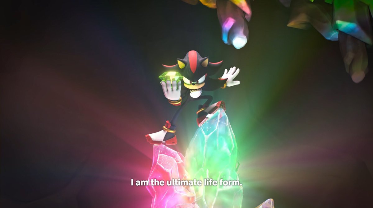 caramelonic's tweet photo. Shadow saying                 Shadow
his iconic line                    fans https://t.co/1chaMRY74x