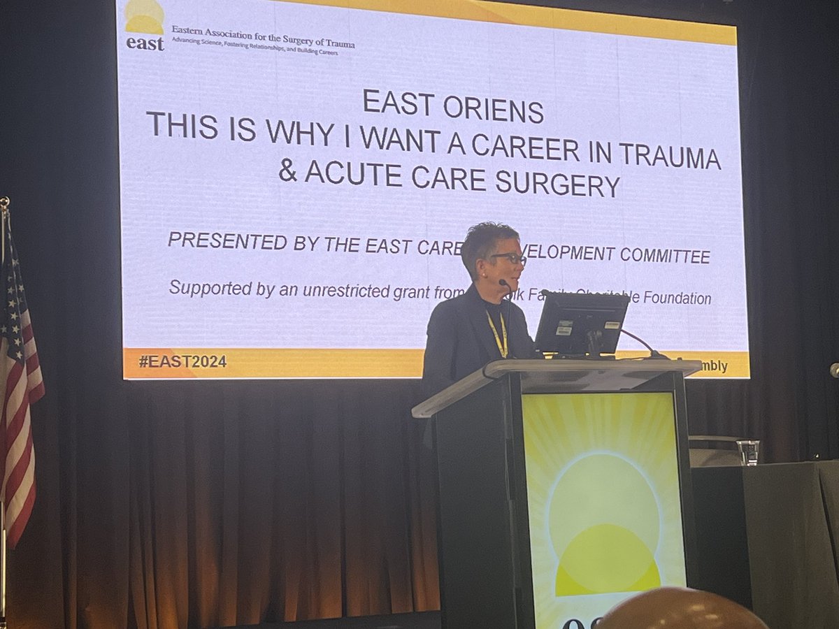 DrBYork's tweet photo. The incredible @AJGTempleSurg giving fantastic Oriens Lecture @EAST_TRAUMA Her talk was not just a talk, it was a glimpse into how she succeeds &amp; how she empowers all around her to succeed. Forever grateful to her for believing in me and making me part of @TempleSurgery family! https://t.co/HvQ9vCZxrF