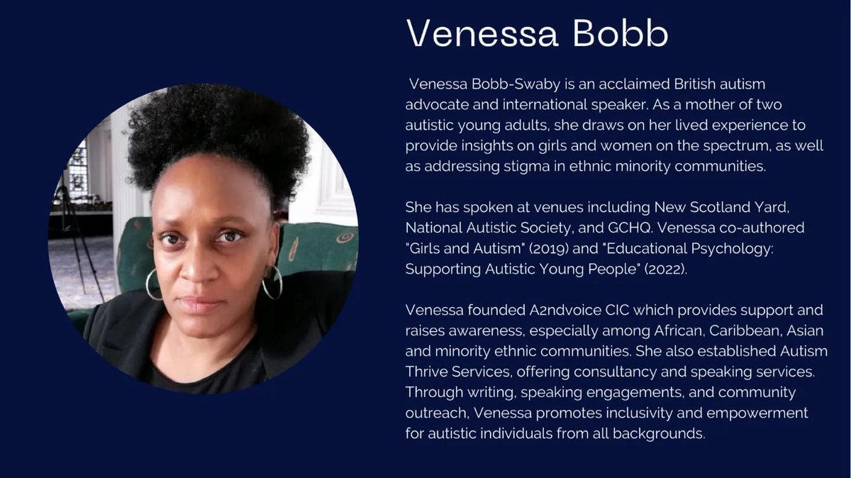 Venessa Bobb of A2ndVoice will be attending the SEND Coproduction  Event.

Registration 

events.england.nhs.uk/events/london-…

#send #sendcoproduction #autism #nhsengland #london #booking