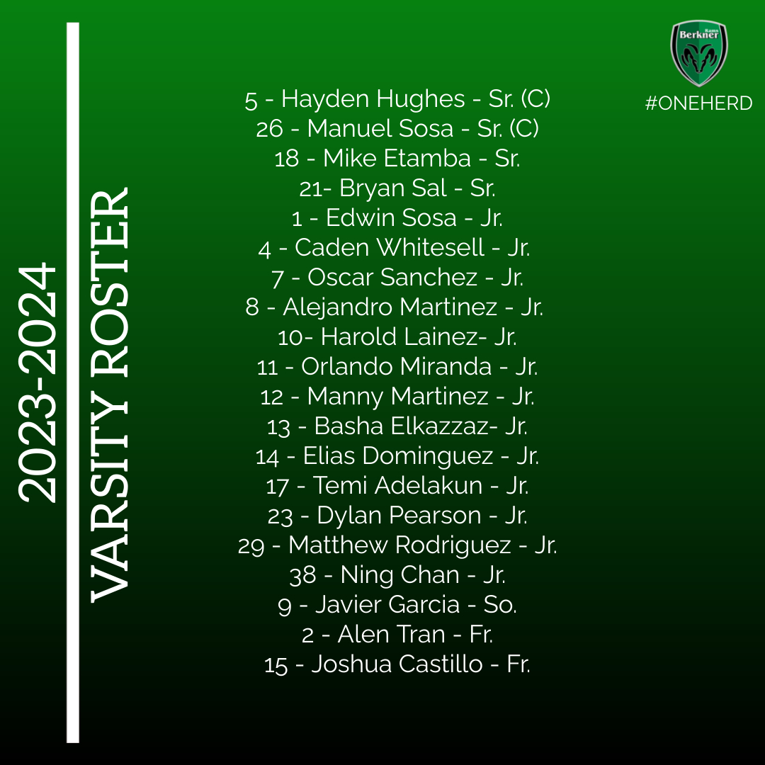 BHSRams_BSoccer's tweet photo. Your 2023-24 Berkner Rams Varsity Boys Soccer Roster! #berknerrams #berknersoccer #oneherd https://t.co/MlLDVdEnGt