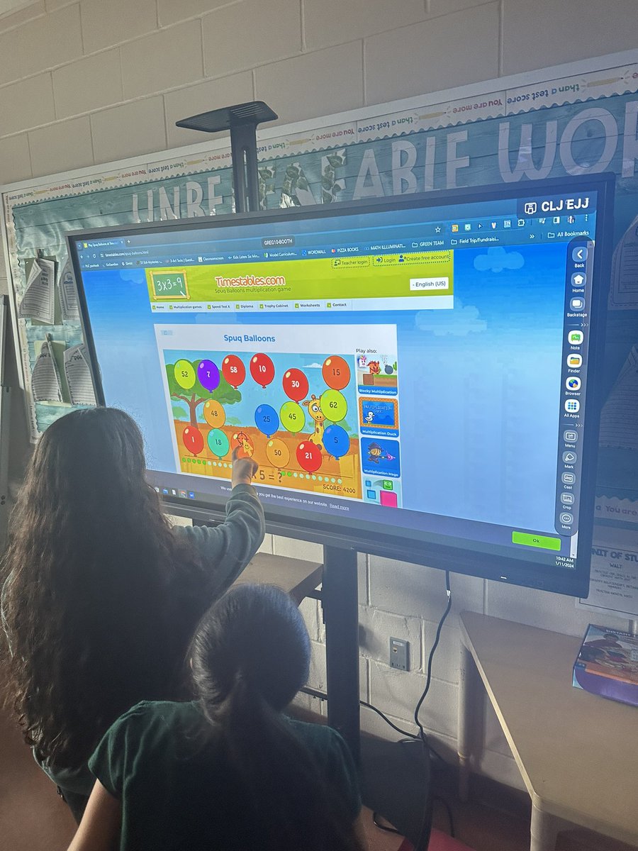 We love practicing our multiplication fact fluency on our smart board! <a href="/LBK5Math/">Lisa Pangborn</a>