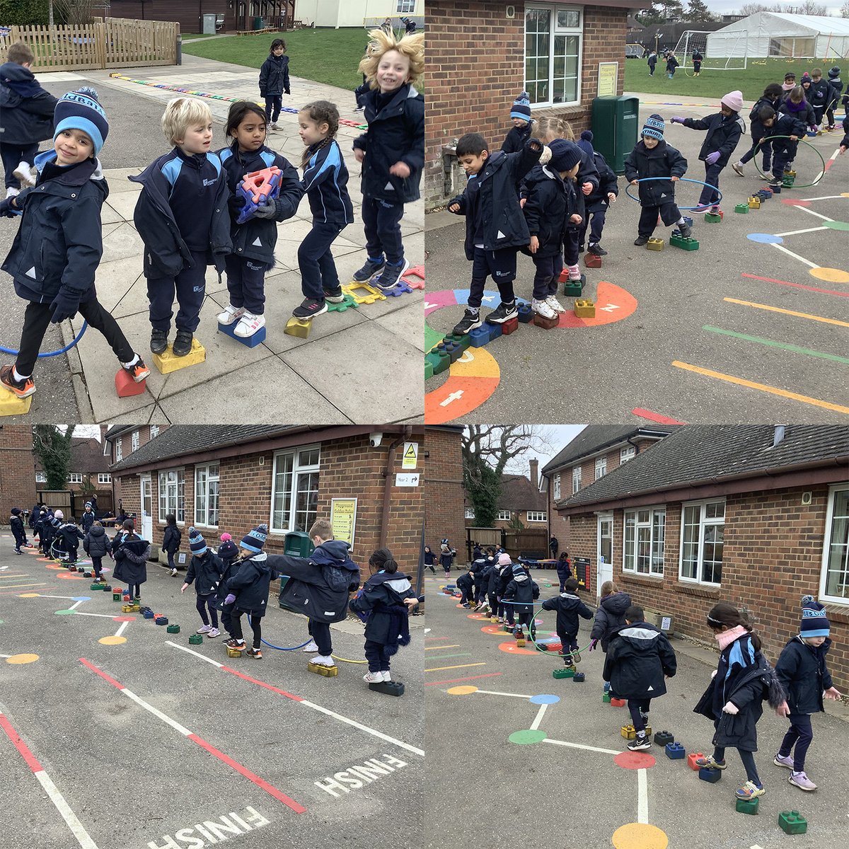 GayhurstSchool's tweet photo. It was so lovely to see a large group of Junior School children from all JS year groups playing together to create this 'stepping stone' trail in the playground today #siblingschool #coeducational #worktogetherplaytogether #ELDRIC @GayhurstHM https://t.co/VA2tjN5u4c