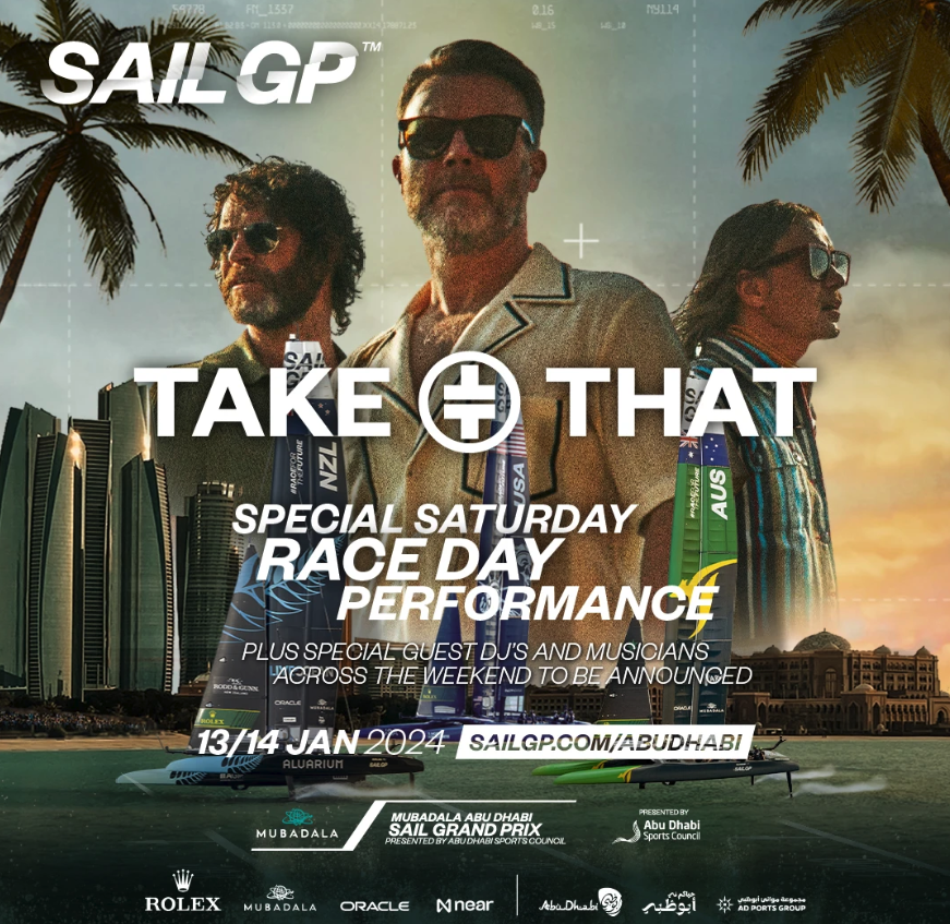 Heading to Abu Dhabi for the Sail Grand Prix with Take That who will be performing in the Stadium at the end of high-speed racing at Mina Zayed. Find out more: sailgp.com/races/season-4…