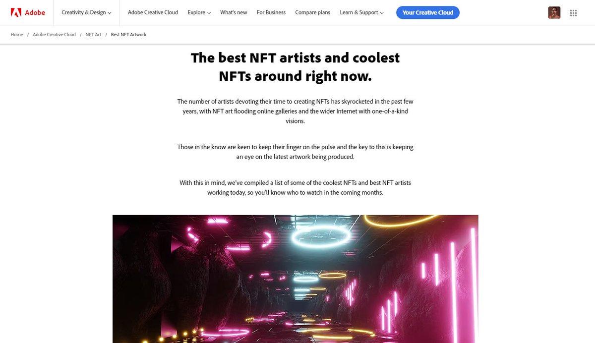 shavonnewong_'s tweet photo. Just stumbled upon this article on @Adobe that I never knew existed hahaha.
It was a surprise to find myself on their top NFT artist list along with @beeple , @tylerxhobbs , @bugindreamland , @XCOPYART and @enixsta. Were you guys aware of this? I certainly wasn't! 😆 https://t.co/k3iXWv7jdK