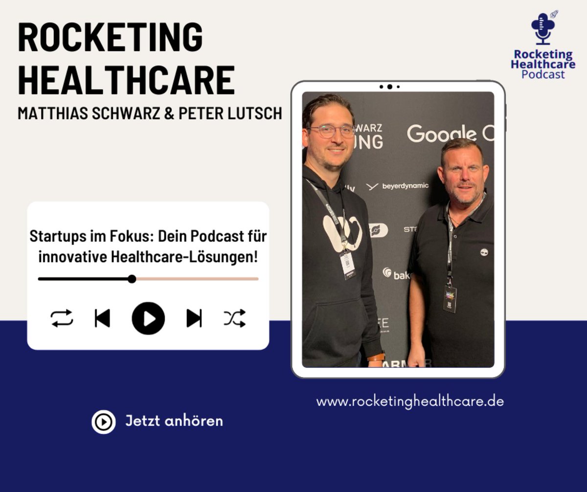 Aller guten Dinge sind drei 😅

Nach dem Sidepreneur &amp; Corporate Entrepreneurs Podcast, ist gestern der Rocketing Healthcare Podcast gestartet, in dem ich als Co-Host agieren darf. 🚀

Ich freue mich gemeinsam mit Matthias Schwarz in diesem Podcast Startups und Ökosystem