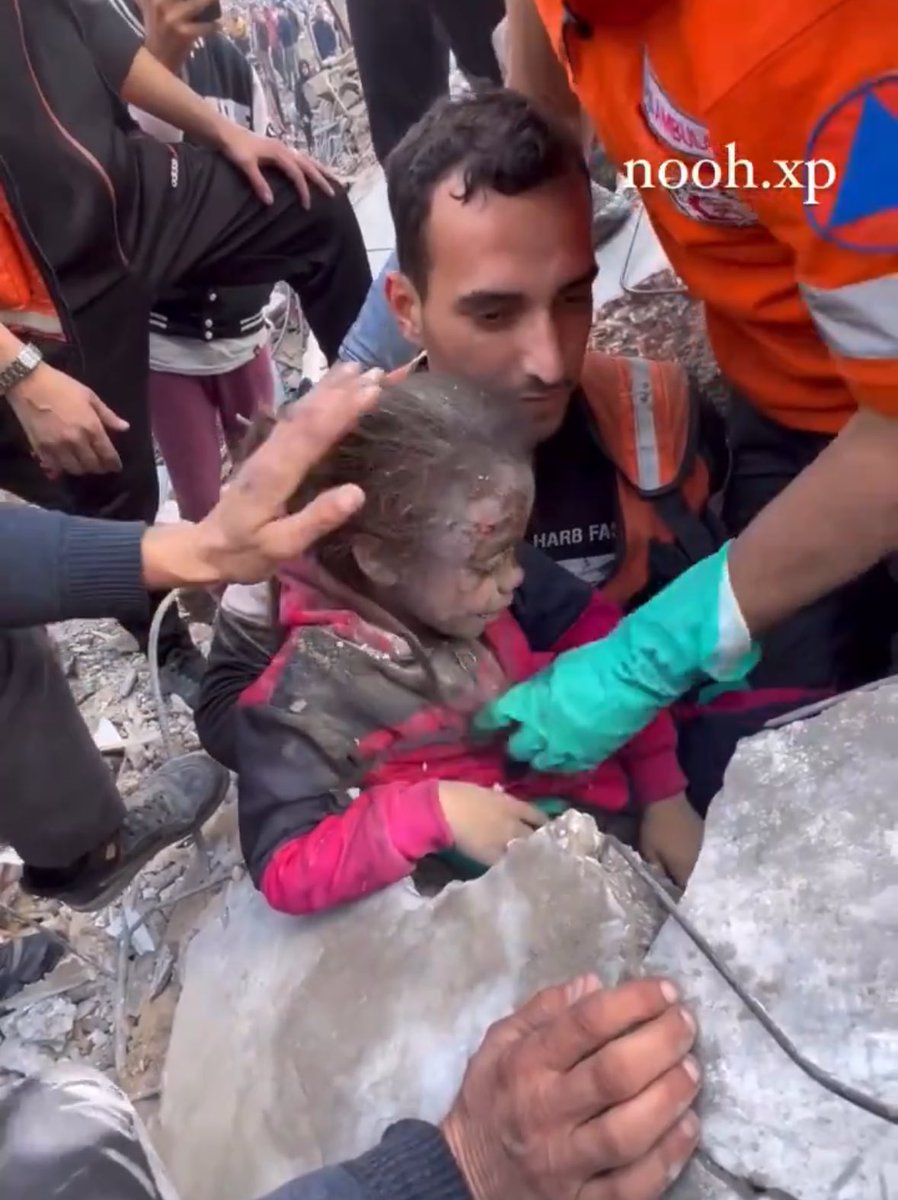 The 7 year old girl who remained under the rubble for hours and the only survivor of her family has made it safely. I see no one sharing. If she were dead, everyone would share! Share positivity...