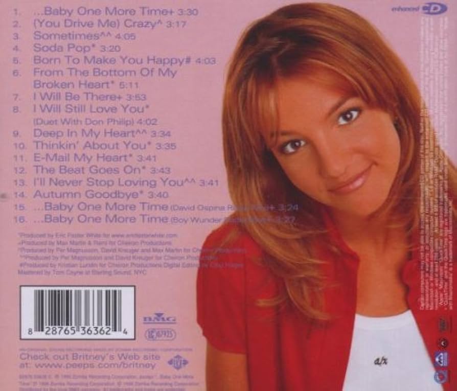 PopCrave's tweet photo. 25 years ago, Britney Spears released her debut album, '...Baby One More Time.' https://t.co/ohfOAIcl31