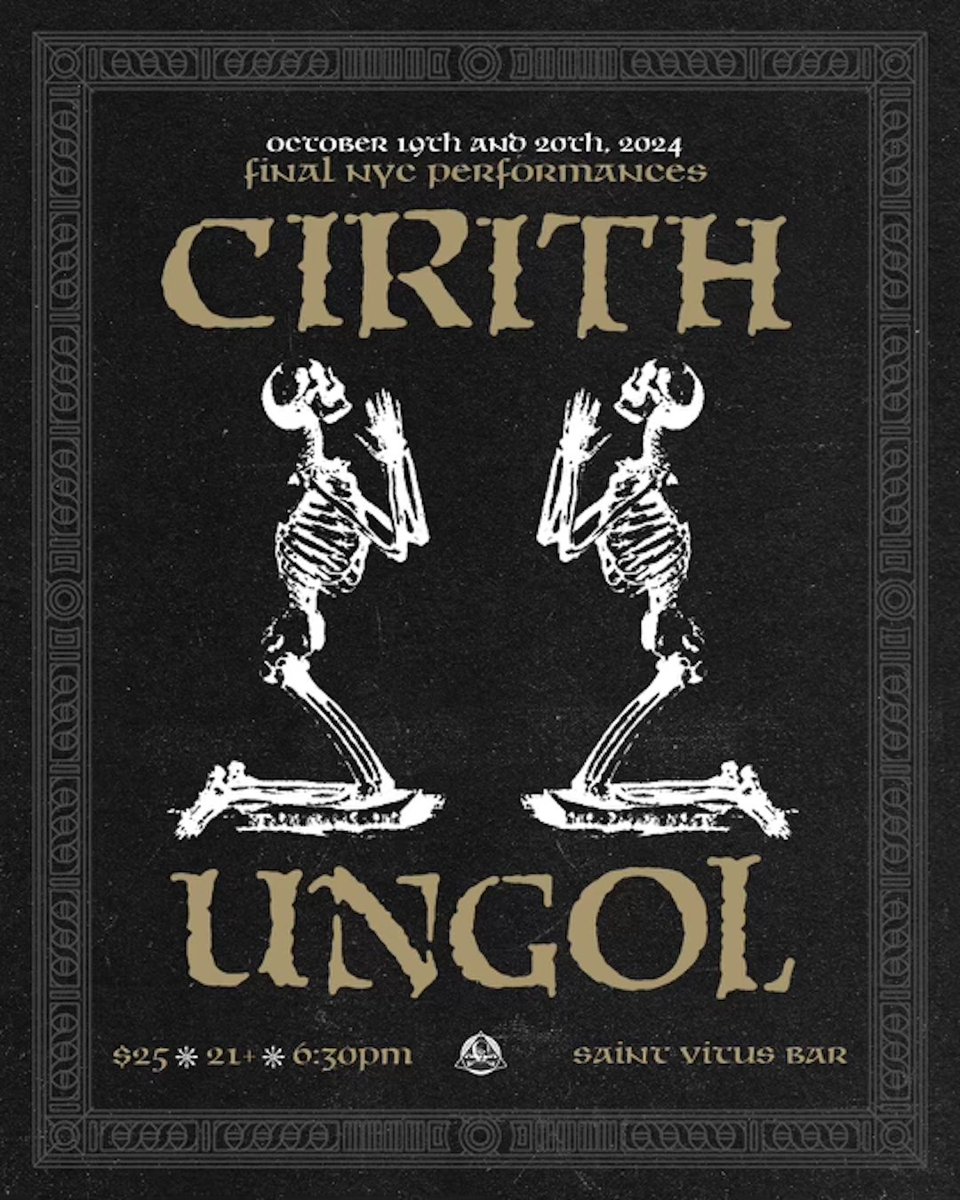 SECOND NIGHT ADDED DUE TO DEMAND: do not miss the FINAL NYC PERFORMANCES from the legendary fantasy doom pioneers, @CirithU Sat Oct 19 is on sale now: link.dice.fm/E9114193f4b7