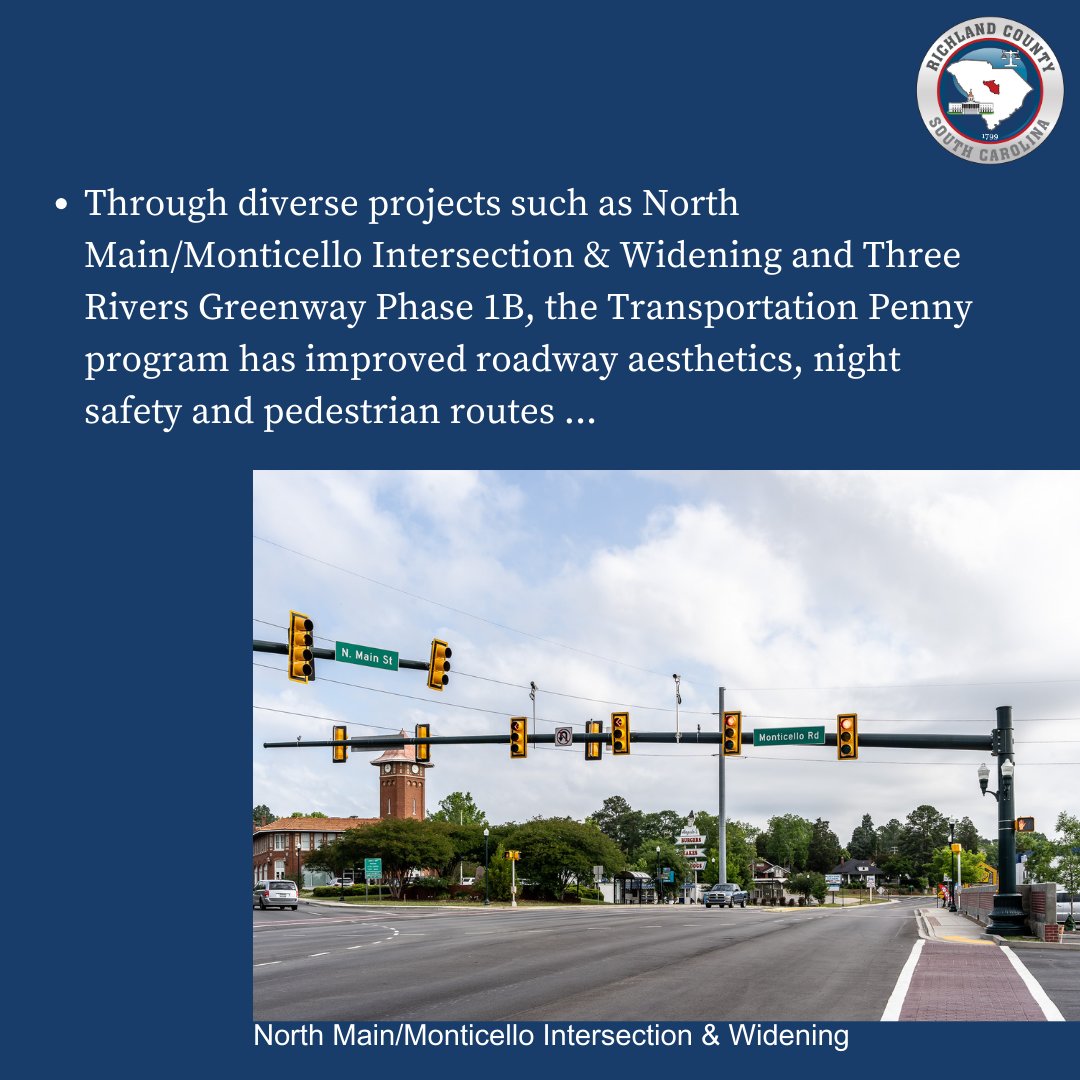RichlandSC's tweet photo. A core tenet of #RichlandCountySC's #LandDevelopmentCode is to facilitate the creation of a convenient, attractive & harmonious community. Read below to see how Transportation Penny projects have enhanced roadways and travel for residents.
Learn more at https://t.co/0wz5o59P0r🛣️ https://t.co/2L6m8Wa2yt