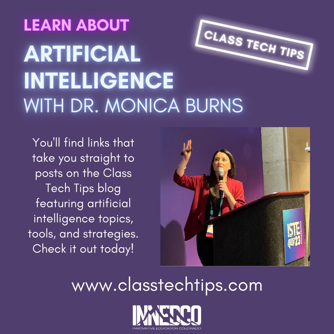 There's so much to learn about AI in education! @classtechtips has launched a new page on their website full of resources, including a quick reference guide, eBook and membership opportunity. Find out more at classtechtips.com #innedco #edtech #edchat #k12