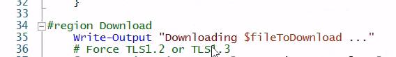 guyrleech's tweet photo. TIL that #PowerShell ISE is fussy about the case of #region & #endregion - if not all lower case it doesn't add the buttons to toggle the outlining regions. Extra strange given how PowerShell is mostly case insensitive for pretty much everything else https://t.co/mrhPa0Dg1J