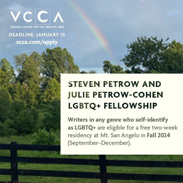 VCCA's tweet photo. #Writers in any genre who self-identify as #LGBTQ+ are eligible to apply for the @StevenPetrow and Julie Petrow-Cohen LGBTQ+ Fellowship at VCCA. 

Application Deadline: January 15, 2024

https://t.co/uvWnDxMWdz Photo of Julie and Steven by Frankie Alduino. https://t.co/z7HMSpzPoL