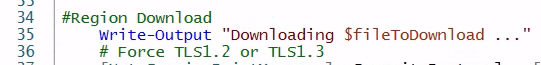 guyrleech's tweet photo. TIL that #PowerShell ISE is fussy about the case of #region & #endregion - if not all lower case it doesn't add the buttons to toggle the outlining regions. Extra strange given how PowerShell is mostly case insensitive for pretty much everything else https://t.co/mrhPa0Dg1J