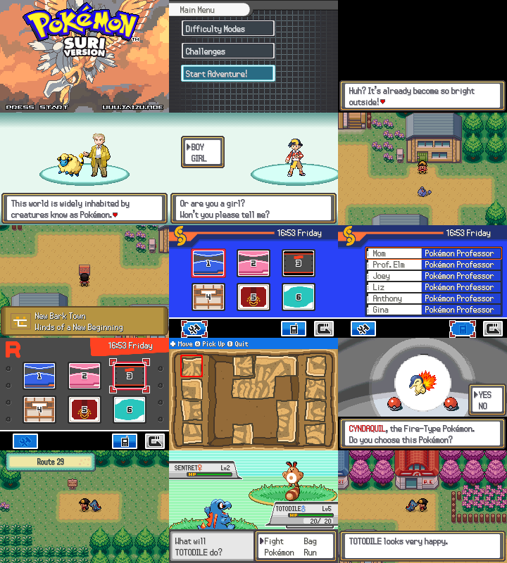 Annoucing the development of Pokémon Suri!

Embark in Johto in this GBA Pokémon game, having a lot of stuff from Pokémon HGSS and being fully compatible with gen 3 games.

Don't expect a release any time soon tho, this will take forever lol