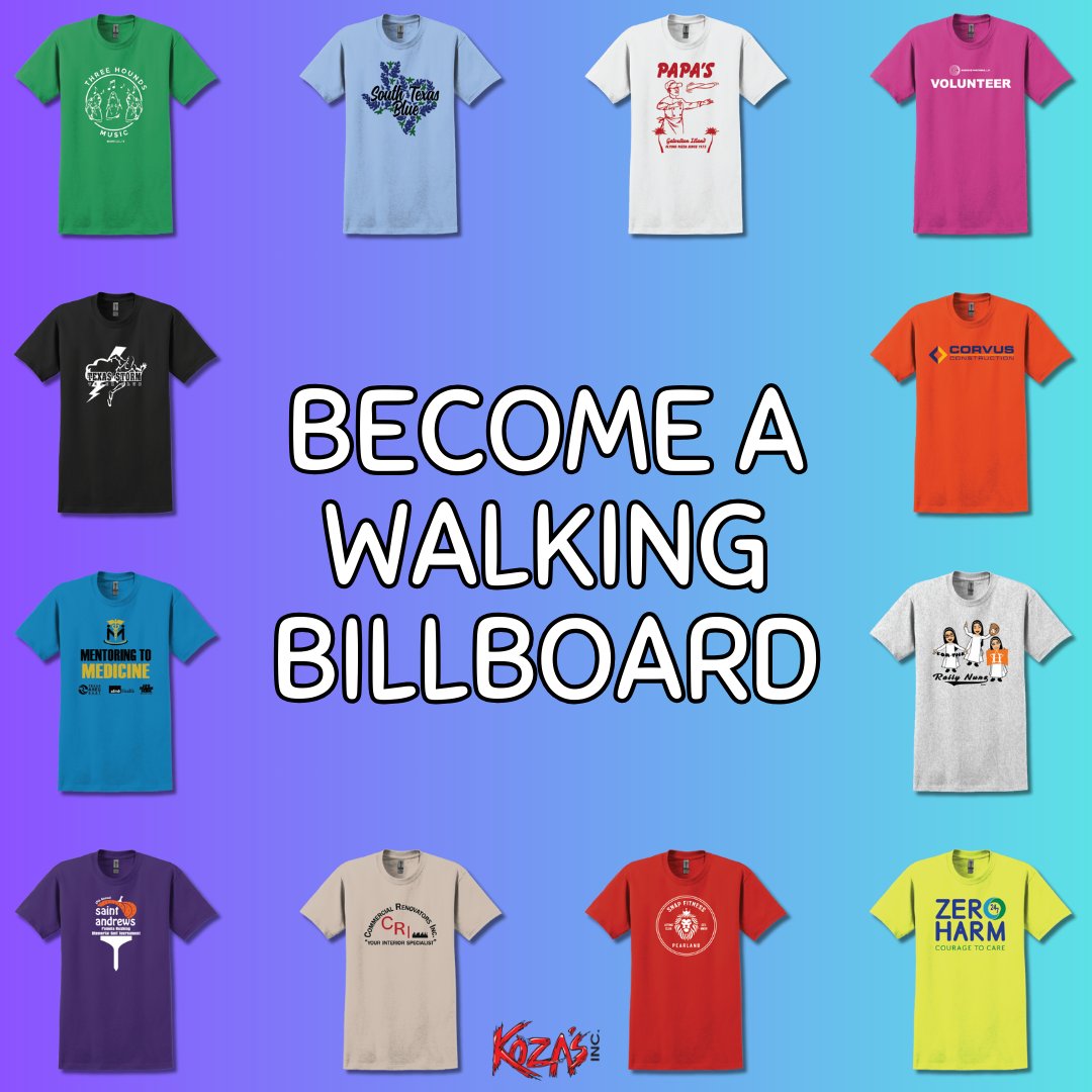 KozasInc's tweet photo. Become a walking billboard with custom t-shirts!
✔ cost-effective
✔  increase brand awareness
✔ market your business
#KozasInc #promo #onestopshop #customproducts #promotionalproducts #screenprinting #laserengraving #art #design #banners #uniformprograms #licensedproducts https://t.co/h4Ax5SwN0H