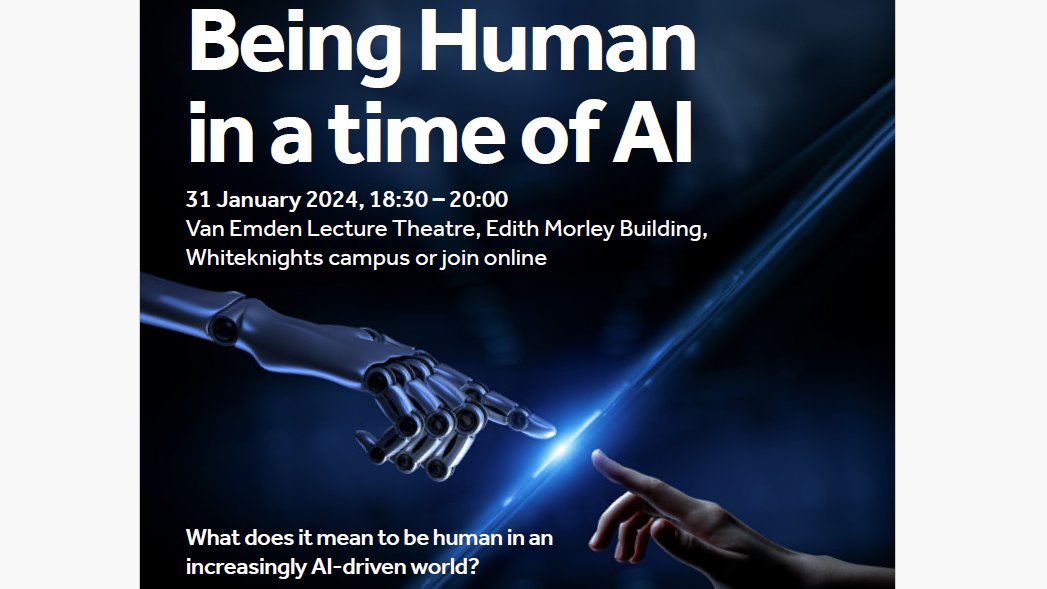 UoRChaplaincy's tweet photo. Annual University of Reading Chaplaincy event with Bishop Steven Croft, Prof Etienne Roesch &amp; Charles Radclyffe asks: What Does it Mean to be Human in an A.I. World? In-person &amp; online bookings: https://t.co/HoaG4zyGBf
@oxforddiocese
@etienneroesch 
@dataphilosopher
@UniofReading https://t.co/zINvS2yIsk
