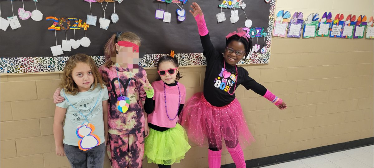 missawalter's tweet photo. 2nd Grade is Feeling Totally Rad celebrating the 80th Day of School! ⚡️💚🎶 @HTSD_YardHts @WeAreHTSD https://t.co/tSBpPbSlyx