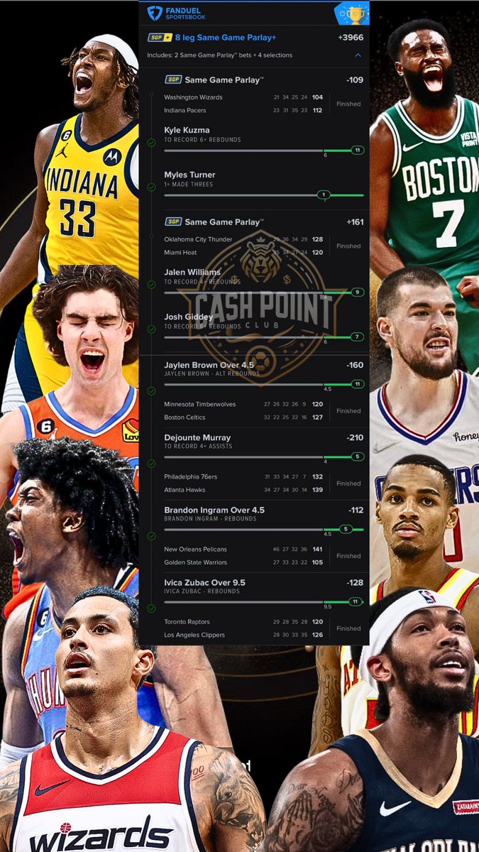 CashPoiintClub's tweet photo. Chat was asking for a lotto.. so the lotto department got in the lab and cooked up this BANGER for em❗️👨‍🍳

More plays like this in @CashPoiintClub 💯

LINK IN BIO❗️🤑

#GamblingTwitter #gamblingX #NBA #sports https://t.co/e7LtTi1FpJ