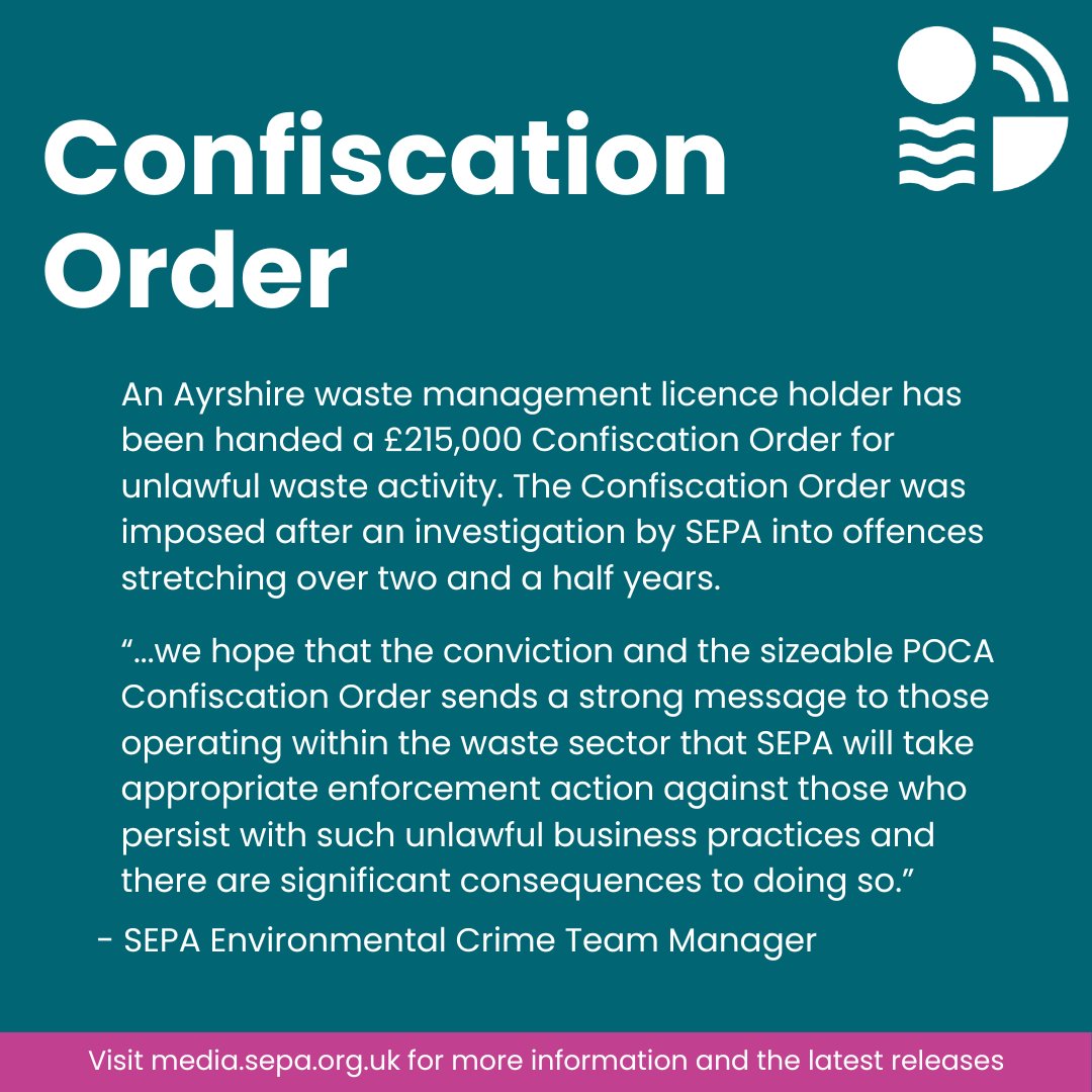 ScottishEPA's tweet photo. SEPA are reminding those operating within the waste sector of the implications of breaching waste management licence conditions after the conclusion of a criminal case at  Kilmarnock Sheriff Court yesterday (10th January 2024).

You can read more about this case here -  https://t.co/ihdedguhCu