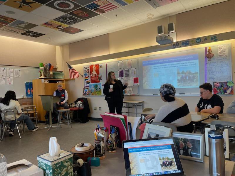 NAMiddle's tweet photo. Town Manager Rodrigues, Deputy Town Manager Casey and Assistant Town Manager Shapiro teaching a lesson on Local Government and planting the seeds of the SLCPro with 8B civics students. https://t.co/49JOsOoXGh