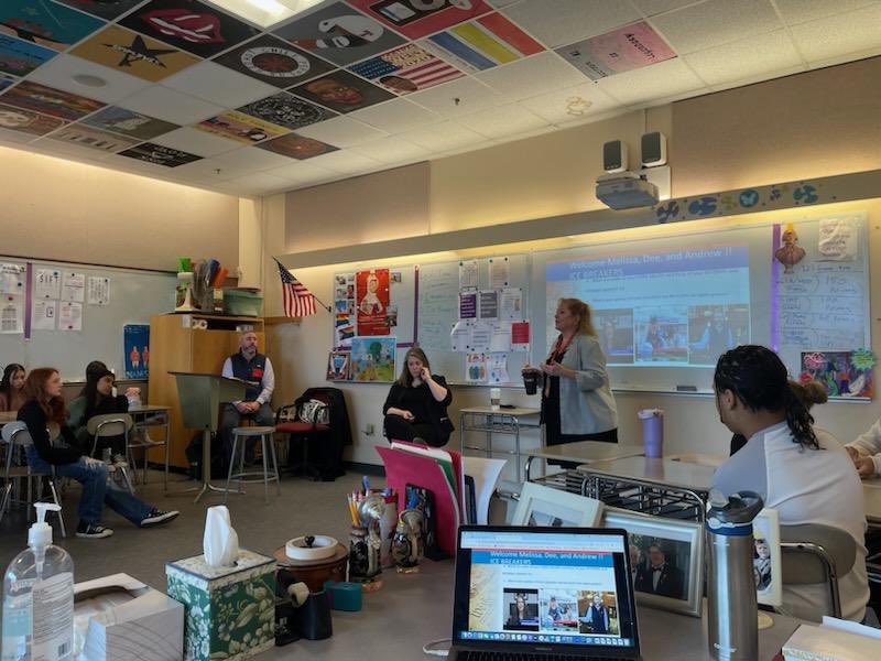 NAMiddle's tweet photo. Town Manager Rodrigues, Deputy Town Manager Casey and Assistant Town Manager Shapiro teaching a lesson on Local Government and planting the seeds of the SLCPro with 8B civics students. https://t.co/49JOsOoXGh