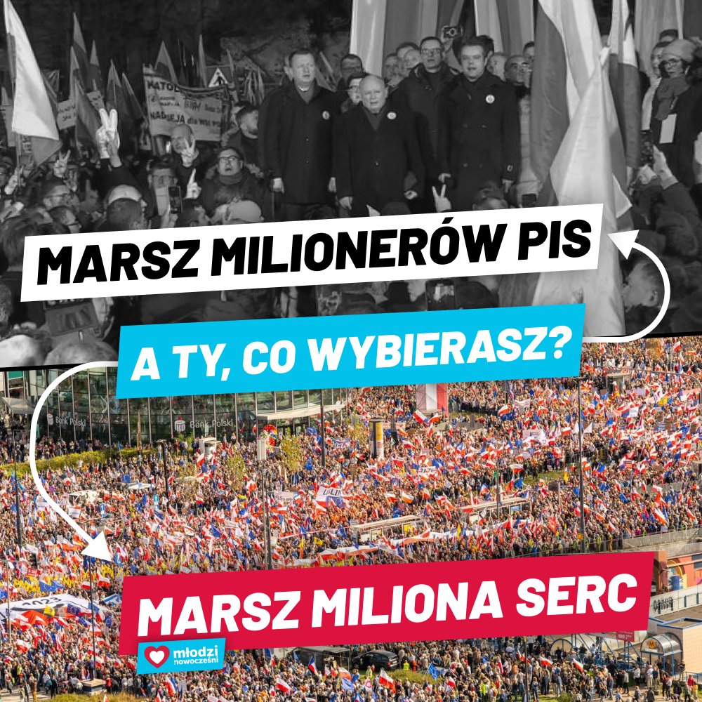 💰#MarszMilionerów PiS czy 🤍❤️ #MarszMilionaSerc? Dla nas wybór jest oczywisty.