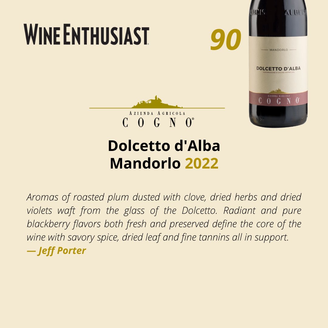 Thanks to Jeff Porter and @WineEnthusiast for these new beautiful scores and reviews! (2/2)

#elviocogno #winereviews #wineenthusiast #jeffporter