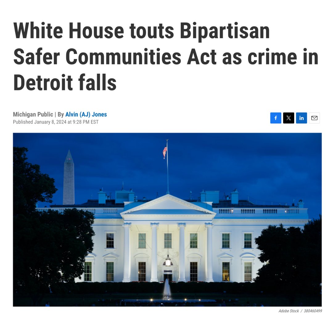 The White House recognized FORCE Detroit and is crediting Community Violence Intervention for the recent decrease in the homicide rate. Thank you, Detroit, for ringing in the New Year without a bang! #Detroit #communityviolenceintervention #peace #community #freedom
