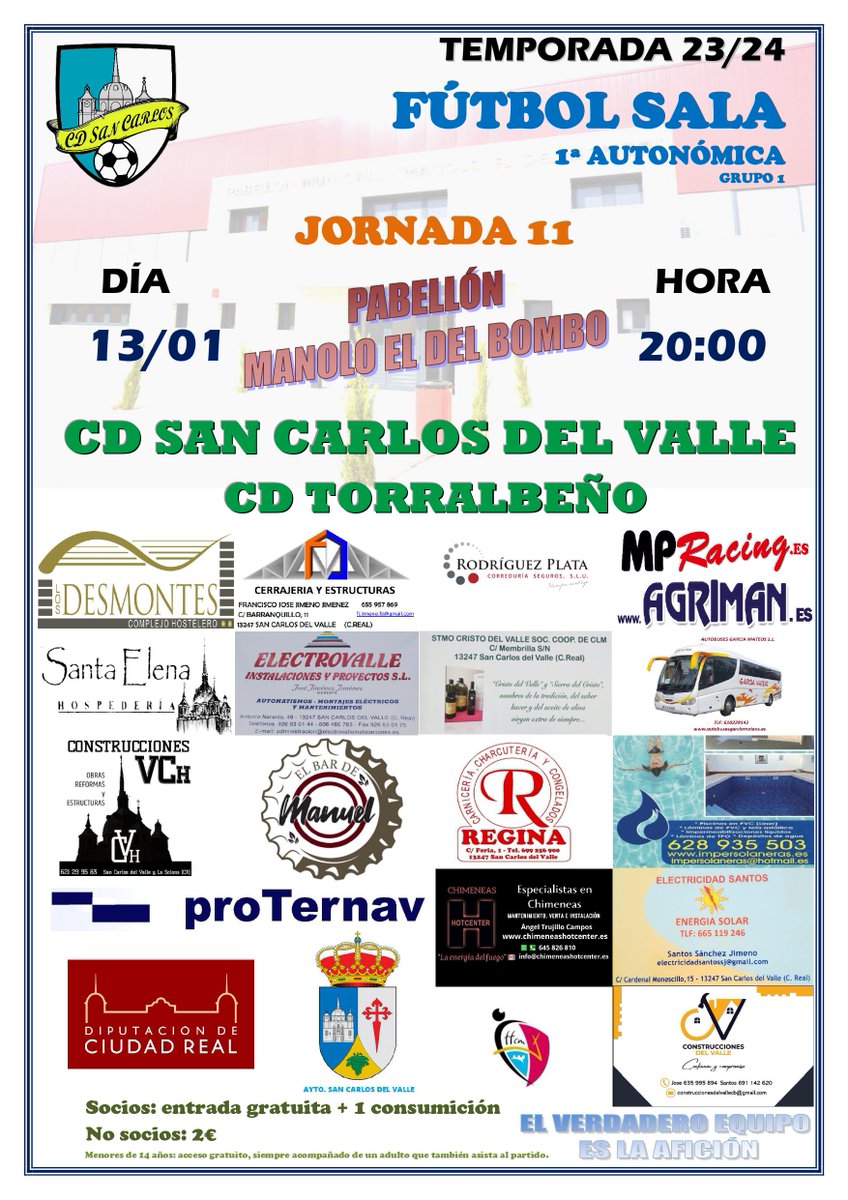 Jornada11| Tras este parón de casi un mes volvemos a la competición. El partido será el próximo sábado frente al CD Torralbeño en el Manolo el del Bombo a las 20h.
