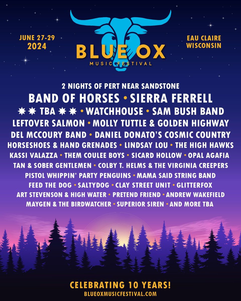 MusicFestivalWizard (@festivalwizards) on Twitter photo Sierra Ferrell, Sam Bush Band, Leftover Salmon, Band of Horses and more just announced to play <a href="/blueoxmusicfest/">Blue Ox Music Festival</a> in Wisconsin! Check out the full lineup here... buff.ly/48FYSIG
#bandofhorses #sambushband #leftoversalmon #blueoxmusicfestival #festivalposter Sierra Ferrell, Sam Bush Band, Leftover Salmon, Band of Horses and more just announced to play <a href="/blueoxmusicfest/">Blue Ox Music Festival</a> in Wisconsin! Check out the full lineup here... buff.ly/48FYSIG
#bandofhorses #sambushband #leftoversalmon #blueoxmusicfestival #festivalposter
