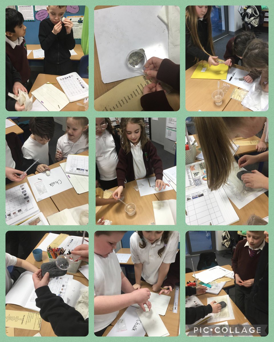 RTPS_Year3A's tweet photo. We had a fantastic afternoon investigating the properties of different rock samples! We used hand lenses to observe them closely and tested their permeability using pipettes. https://t.co/9J31rUXRsz