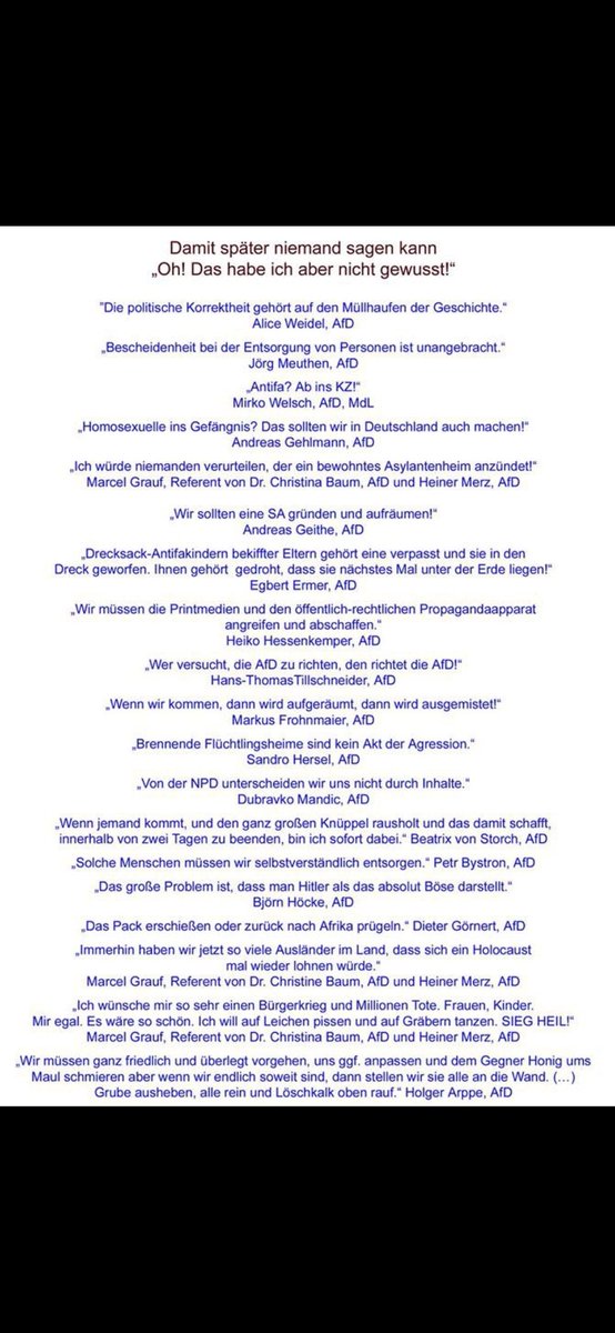 Ich denke, das sollte alles noch mal rundgehen...
#AfDLügt
#AfDmachtDumm 
#AfDHetzt
#AfDsindFaschisten
#AfDVerbotSofort 
#AfDRausAusDenParlamenten
1/2