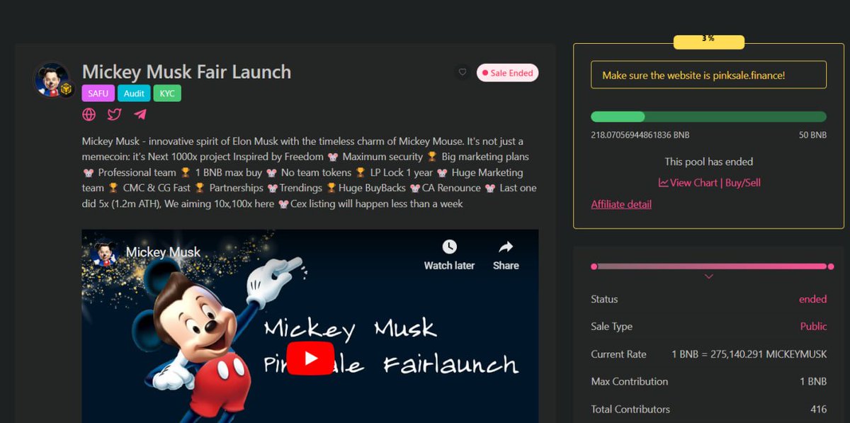 Mickey Musk Fairlaunch finished!!!

congratulations guys we will launch tomorrow!

Stay tuned we will announce the claim and exact time of our launch