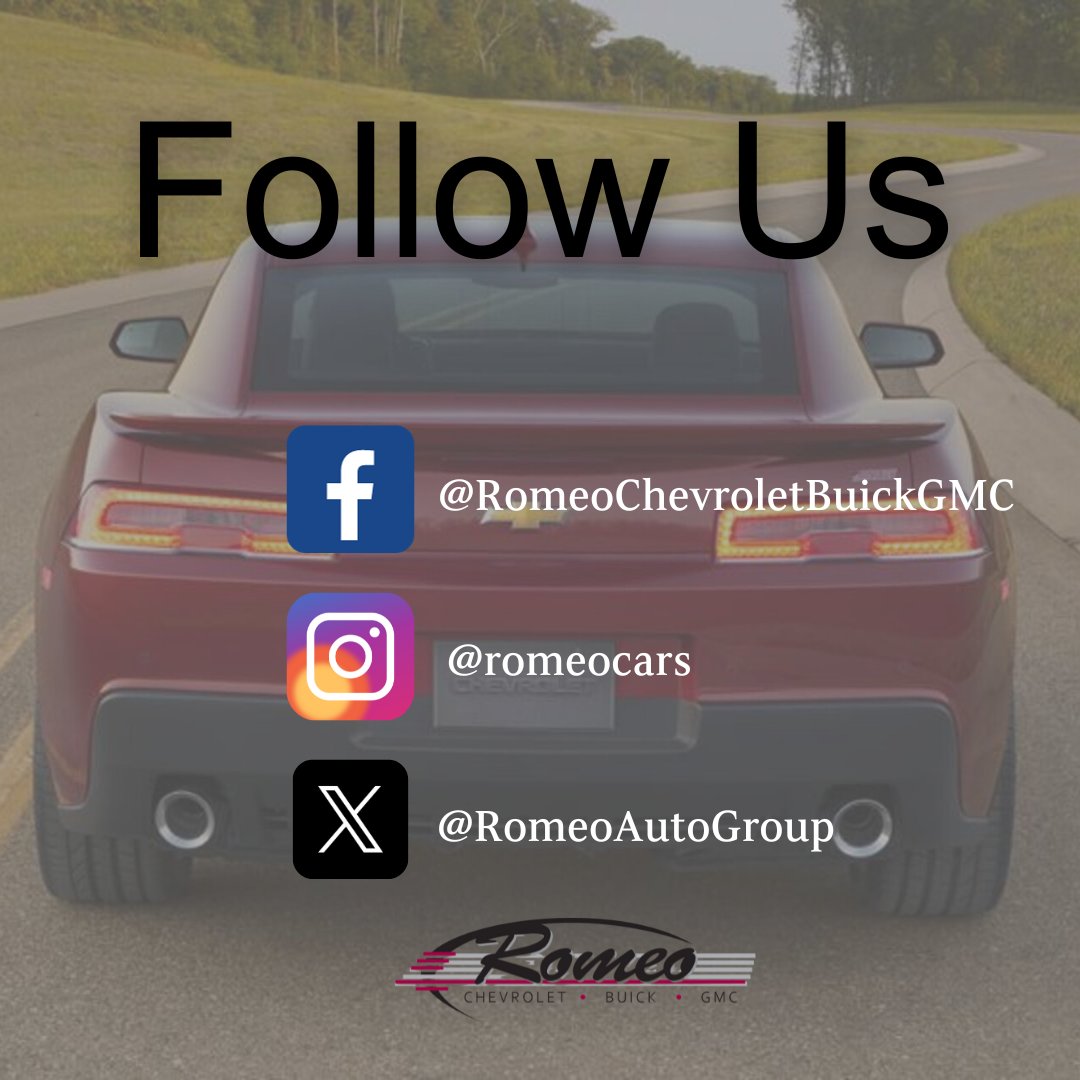 RomeoAutoGroup's tweet image. Make sure you are up to date on all things #RomeoChevyBuickGMC by following us on all your favorite social channels. 😁👍

Follow up on IG:➡️ rpb.li/aJEIqQ
Follow up on X:➡️ rpb.li/pZNeMw

#RomeoAutoGroup #News #UpToDate #FollowUs