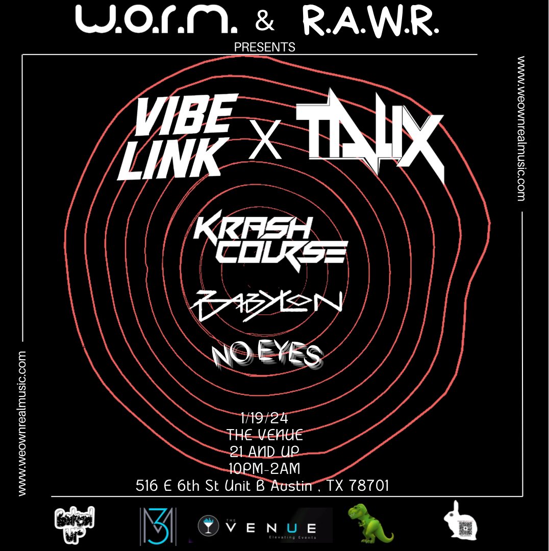 Joining our <a href="/weownrealmusic/">Richard Ronquillo</a> fam at <a href="/TheVenueATX/">TheVenueATX</a> January 19th! 🙌 

Tunes by <a href="/vibelinkmusic/">VIBE LINK</a> b2b <a href="/TALIXOFFICIAL/">TALIX</a>, Krash Course, Babylon &amp; No Eyes 🎶 

Free entry + <a href="/voodooranger/">Voodoo Ranger</a> goodies from <a href="/newbelgiumtexas/">New Belgium Texas</a> 🍻 Let’s party Sugaa Squaad 🍭