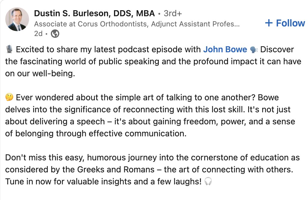 John Bowe (@johnfbowe) on Twitter photo Check out his podcast, The Burleson Box, in the link
below!
burlesonbox.simplecast.com/episodes/john-…
#publicspeaking #johnfbowe
#ihavesomethingtosay
#communication #connection #podcast #nyc
#thingstodoinnewyork #toastmasters #theburlesonbox Check out his podcast, The Burleson Box, in the link
below!
burlesonbox.simplecast.com/episodes/john-…
#publicspeaking #johnfbowe
#ihavesomethingtosay
#communication #connection #podcast #nyc
#thingstodoinnewyork #toastmasters #theburlesonbox