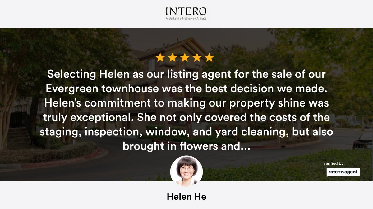 helenqhe's tweet image. My latest RateMyAgent review in San Jose.
 01720584
rma.reviews/2RpRiOhjy78m

...
#ratemyagent #realestate #Intero