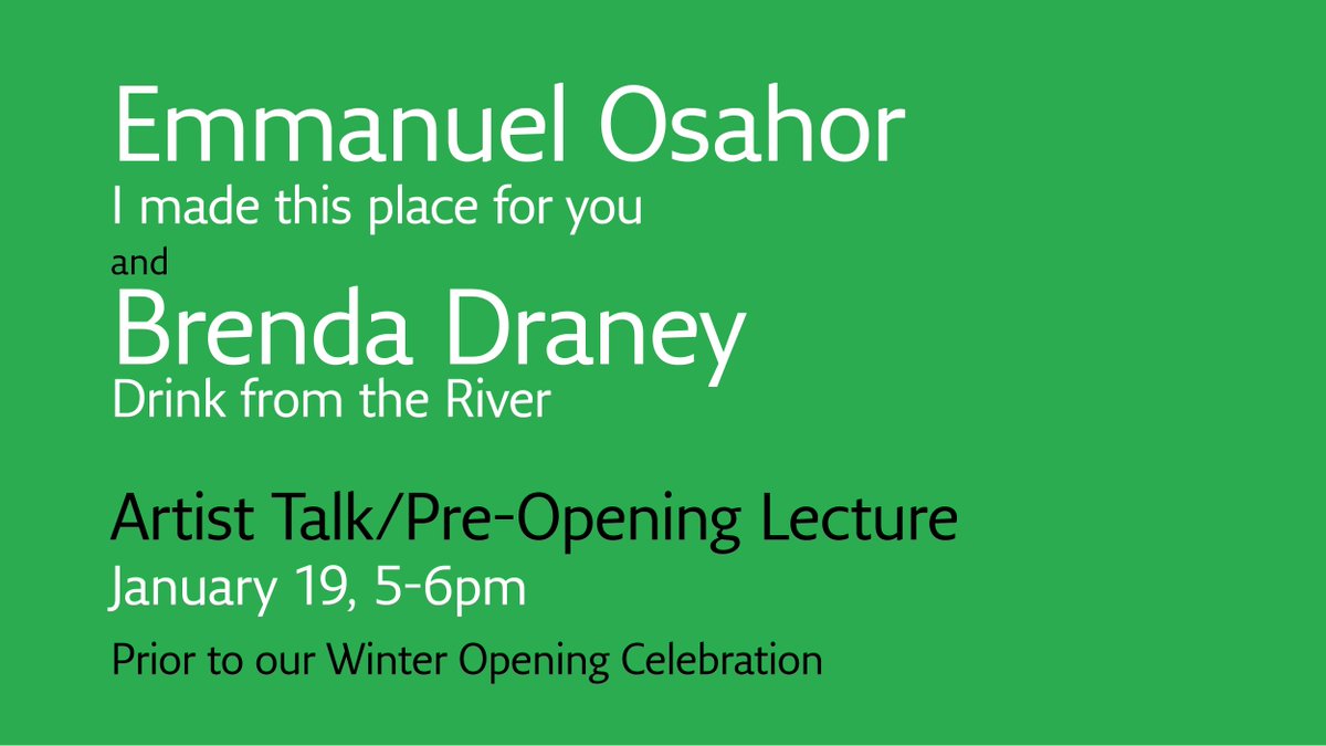 Jan. 19, 5-6pm: Don’t miss a pre-opening talk with Emmanuel Osahor and Brenda Draney! Learn more about their practice and exhibitions opening the same day: bit.ly/4aD5UzC  

 #ArtistTalk #BrendaDraney #EmmanuelOsahor #YegDT #YegArt