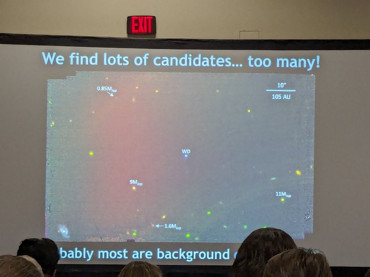 Lowbacca's tweet photo. Andrew Vanderburg's summary on a really interesting talk about using TESS and JWST and a tantalizing image showing planet candidates around a white dwarf that will need some confirmation to identify as planets with any confidence
#AAS243 https://t.co/QowzFi4985