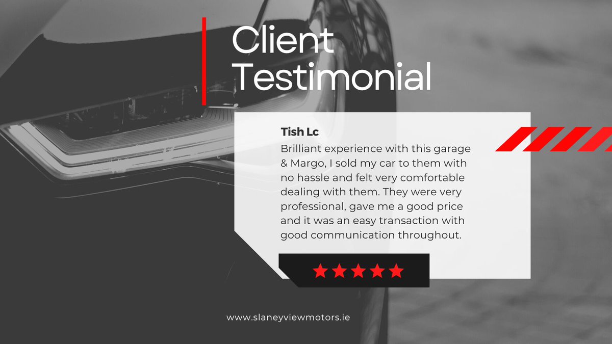 At Slaney View Motors, your reviews make our day! We're committed to providing the best customer service in Wexford to both new and loyal customers. 
Your feedback fuels our passion for excellence. 
Thank you for being part of our journey!  #WexfordService