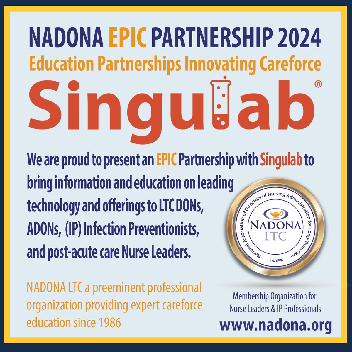 🎓 Exciting news for Infection Preventionists, LTC DONs, ADONs, and post-acute care Nurse Leaders!   NADONA EPIC PARTNERSHIP 2024 
Read more about our partnership: tinyurl.com/NADONAPartners… JOIN NADONA today! tinyurl.com/JoinNadona