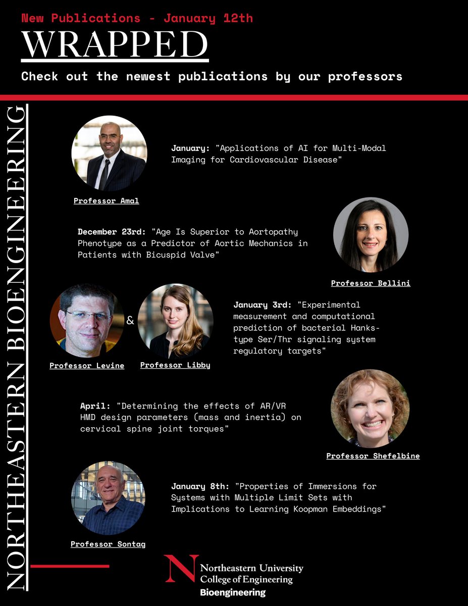 Northeastern University Bioengineering (@nubioe1) on Twitter photo Our BioE Professors are always keeping busy! Here are some of their recent publications:
<a href="/said6041/">Saeed Amal</a> - doi: 10.3389/fradi.2023.1294068
Bellini - doi.org/10.1016/j.jtcv…
Levine & Libby - doi.org/10.1111/mmi.15…
Shefelbine - doi.org/10.1016/j.aper…
Sontag - doi.org/10.48550/arXiv… Our BioE Professors are always keeping busy! Here are some of their recent publications:
<a href="/said6041/">Saeed Amal</a> - doi: 10.3389/fradi.2023.1294068
Bellini - doi.org/10.1016/j.jtcv…
Levine & Libby - doi.org/10.1111/mmi.15…
Shefelbine - doi.org/10.1016/j.aper…
Sontag - doi.org/10.48550/arXiv…