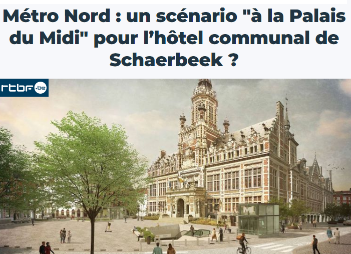 TransparenciaBE's tweet photo. #exploit pour le nouveau métro bruxellois : le gouvernement  avait "oublié" que creuser sous le vieil hôtel de ville de Schaerbeek risquait de le faire s'effondrer. Auparavant le même oubli  sous le palais du midi provoqua un arrêt du chantier depuis 2 ans et 1 milliard gaspillé. https://t.co/BFlxL5aFRP