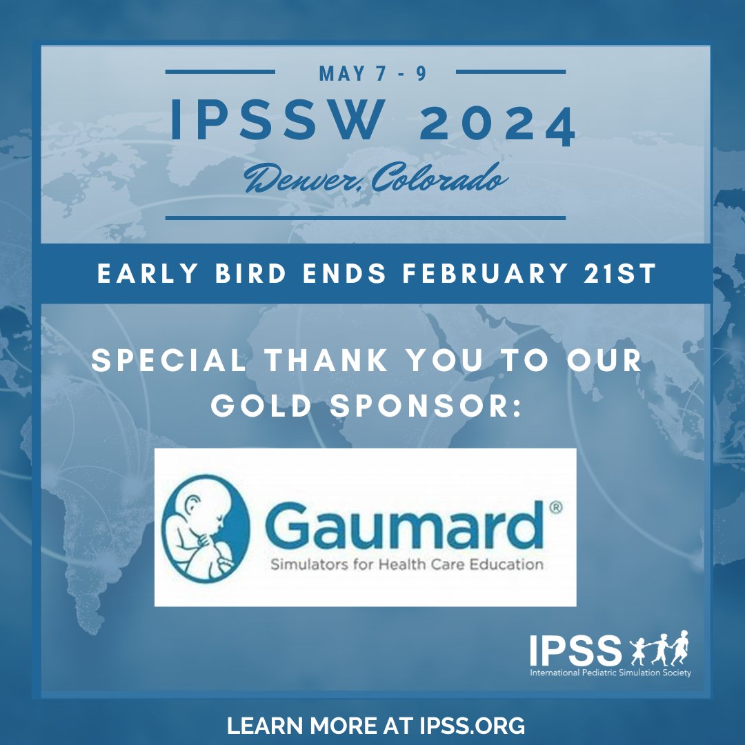 Special thank you to our IPSSW2024 Gold Sponsor, Gaumard! @GaumardInFocus designs, manufactures, and markets industry-leading simulation-based healthcare training solutions for hospitals, universities, emergency medical services, and military services worldwide.