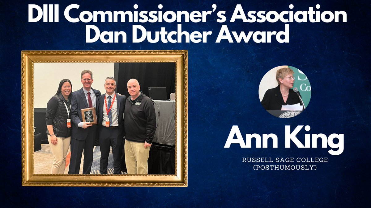 Empire8's tweet photo. Former Russell Sage Director of Athletic Communications Ann King Named Division III Commissioner's Association Dan Dutcher Award Winner @SageGators @sage_edu 
https://t.co/lovBOzs6Js

#E8 #E8Proud #NCAAconv  #LeadersCompeteHere #WhyD3 #E825 https://t.co/jnqkRMUxDF