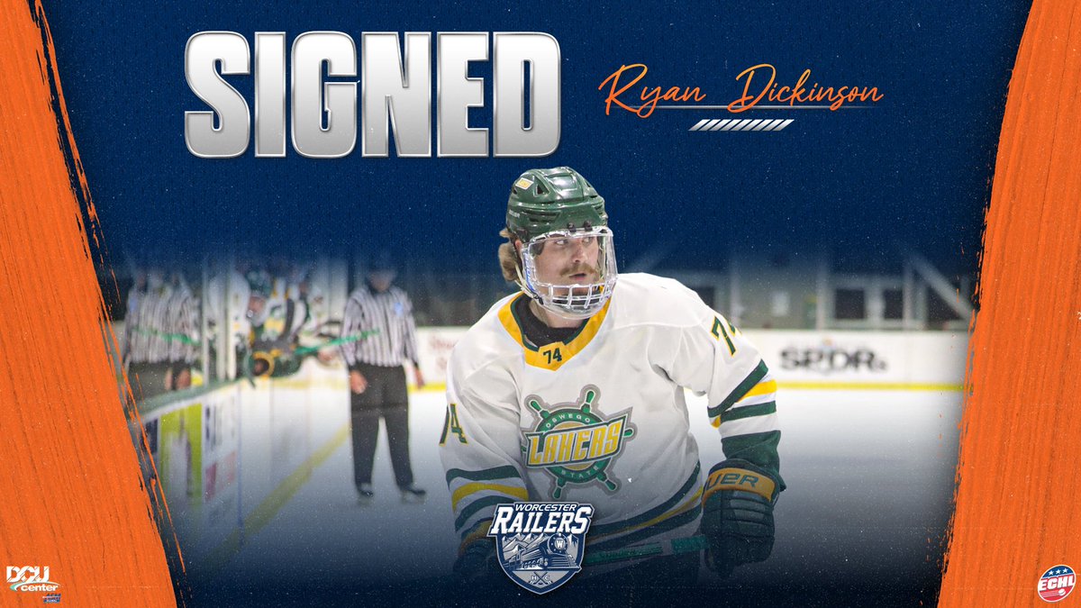 PLAYER SIGNING | ✍️

The Worcester Railers HC have signed Defenseman Ryan Dickinson to an ECHL contract.

Welcome to Worcester, Ryan! 

Read more on Dickinson’s signing here: railershc.com/news/2024/01/r…

#RailersHC