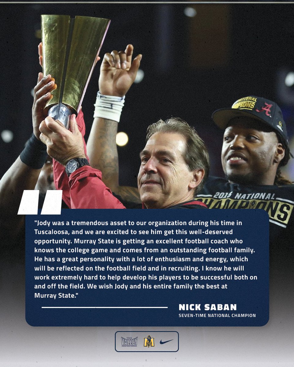 racersfootball's tweet photo. 🗣️ 𝗪𝗵𝗮𝘁 𝗧𝗵𝗲𝘆 𝗔𝗿𝗲 𝗦𝗮𝘆𝗶𝗻𝗴

An endorsement from one of the LEGENDS of our sport... Coaching Great Nick Saban on @WrightJody 

#GoRacers🏇 https://t.co/QYe55Ef6Th