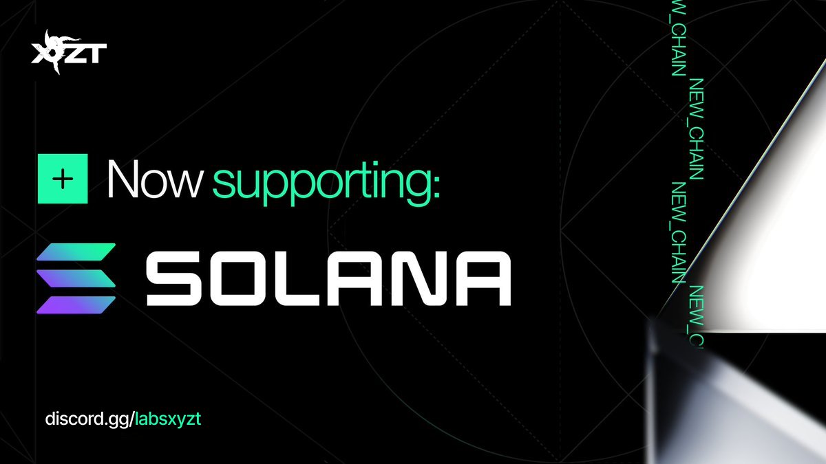 //First update of the year 

XYZT Terminal now supports Solana:
- Real-time chain data
- Order routing for best price/liquidity
- Swaps with MEV protection
- Limit orders

In honor of new blockchain addition , transaction fees reduced by 60%